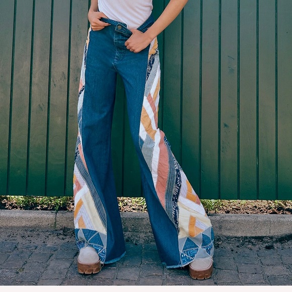 Free People NWT Patchwork Stick by Your Side Jeans - Picture 2 of 8